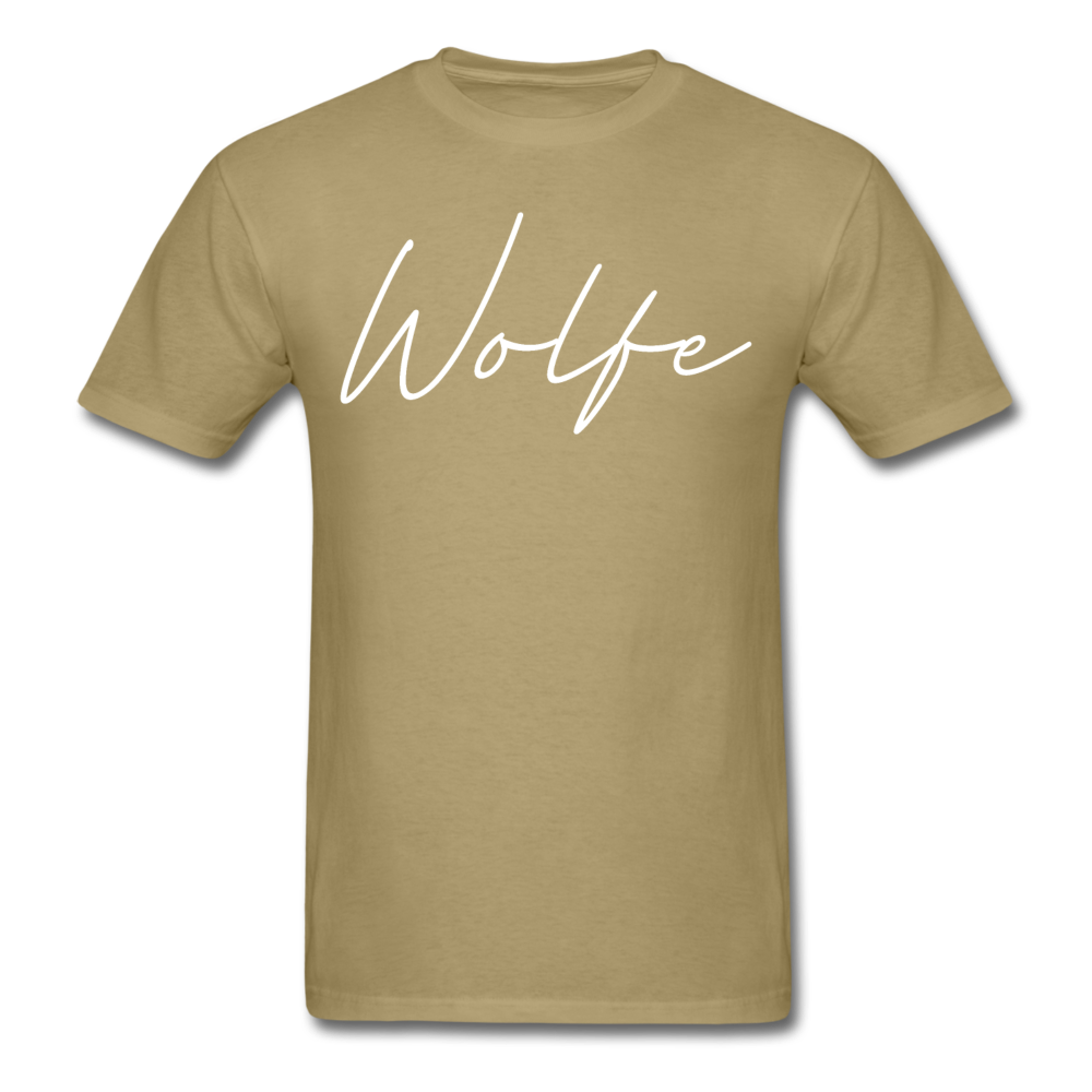 Wolfe County Cursive T-Shirt - khaki