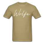 Wolfe County Cursive T-Shirt - khaki