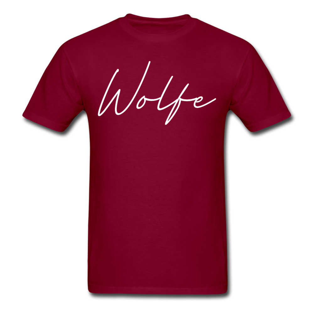 Wolfe County Cursive T-Shirt - burgundy