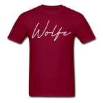 Wolfe County Cursive T-Shirt - burgundy