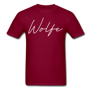 Wolfe County Cursive T-Shirt - burgundy