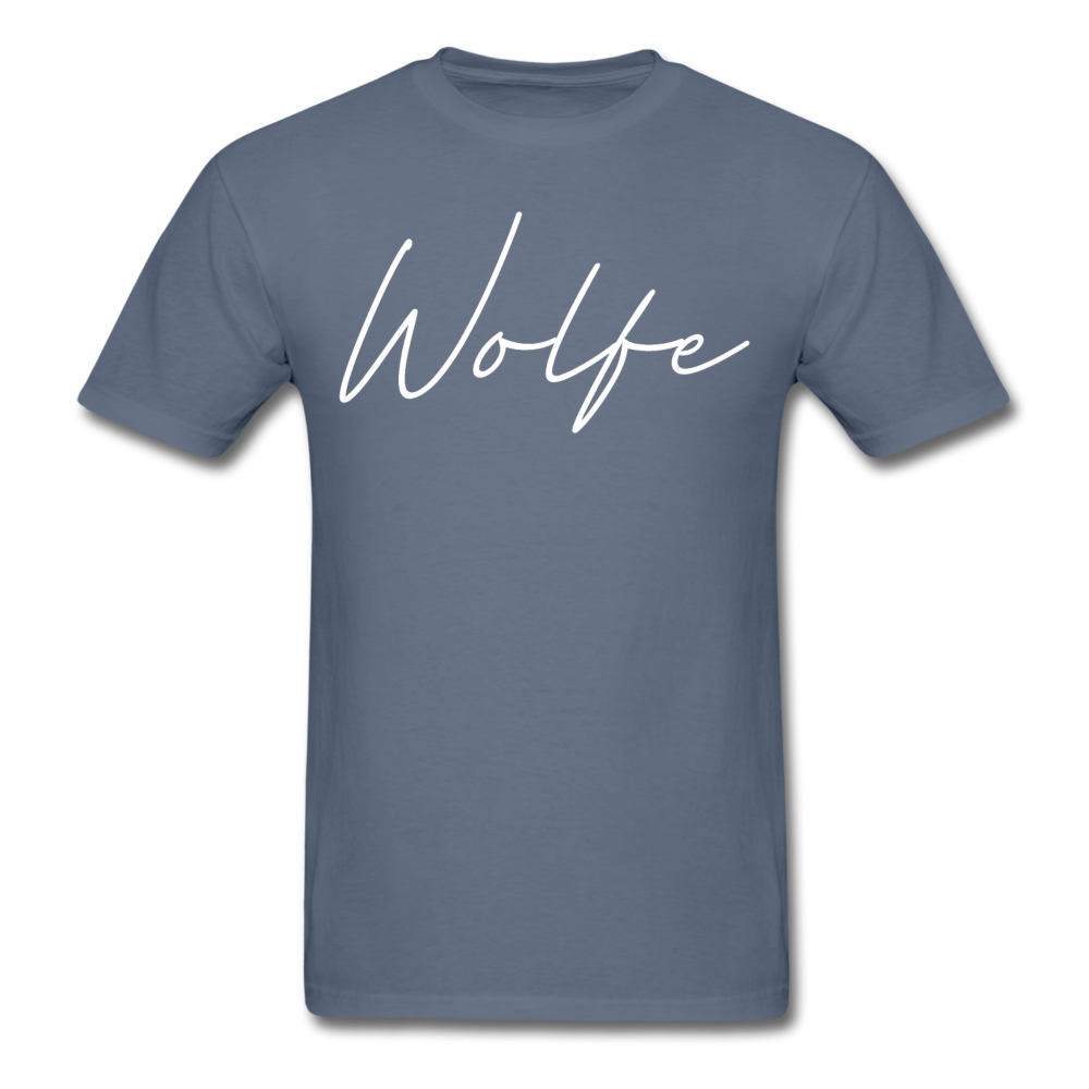 Wolfe County Cursive T-Shirt - denim