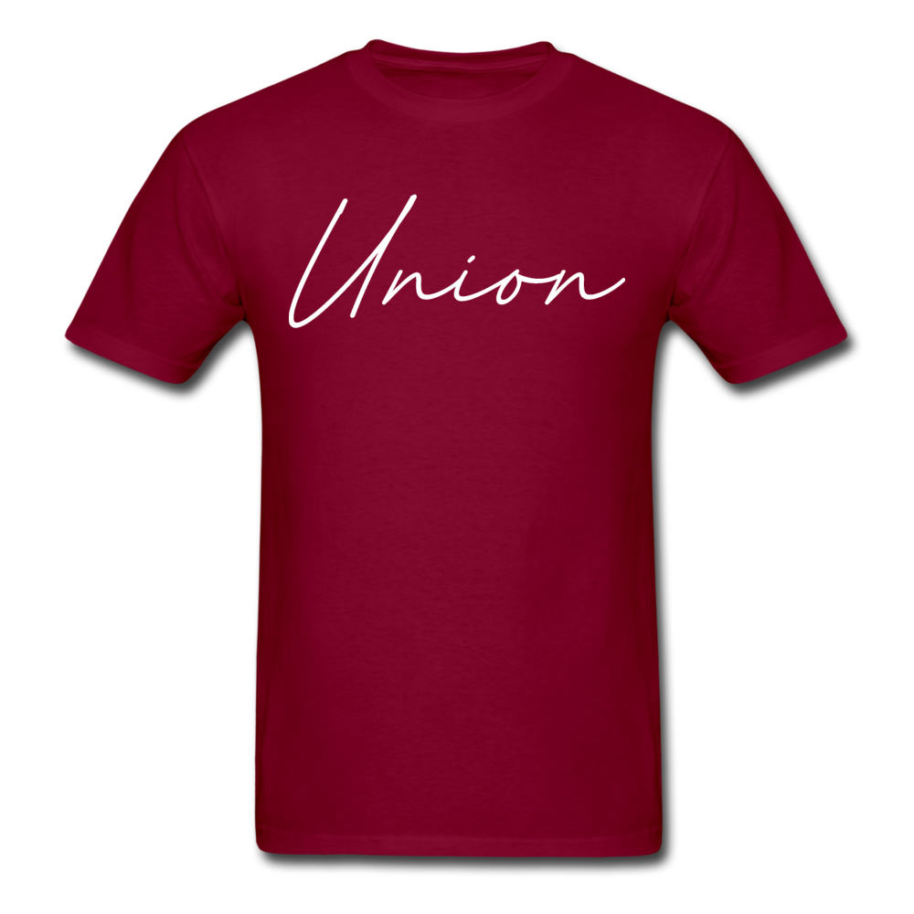 Union County Cursive T-Shirt - burgundy