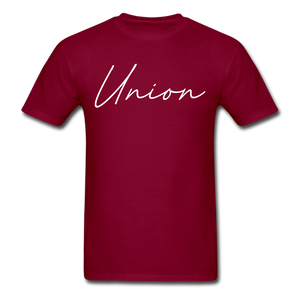 Union County Cursive T-Shirt - burgundy