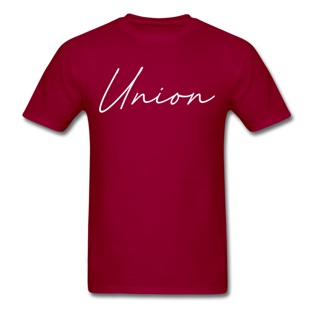 Union County Cursive T-Shirt - dark red