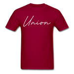 Union County Cursive T-Shirt - dark red