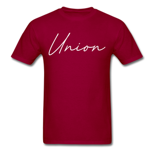 Union County Cursive T-Shirt - dark red