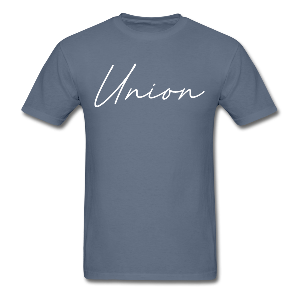 Union County Cursive T-Shirt - denim