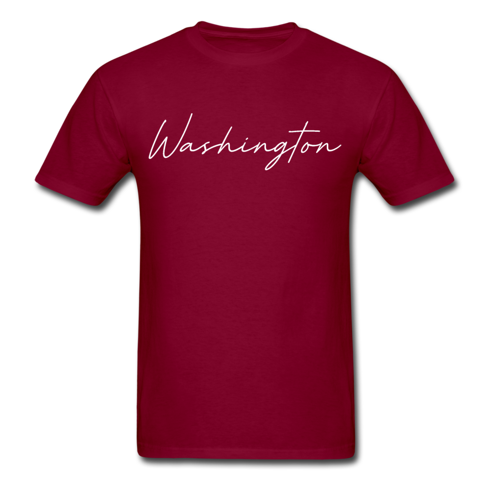Washington County Cursive T-Shirt - burgundy