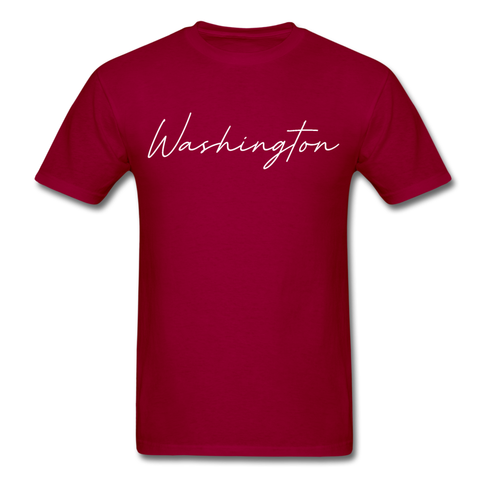 Washington County Cursive T-Shirt - dark red