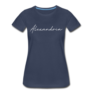 Alexandria Cursive Women's T-Shirt - navy