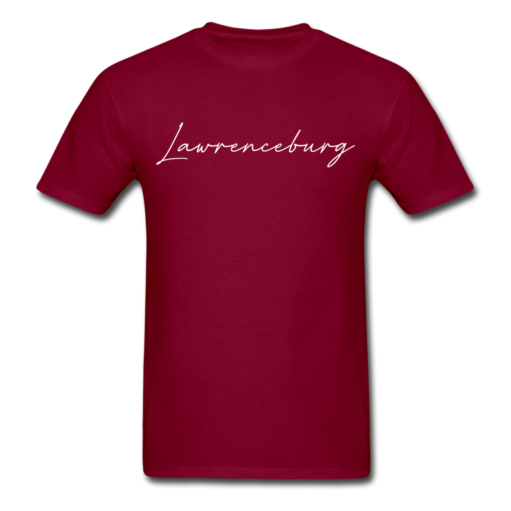 Lawrenceburg Cursive T-Shirt - burgundy