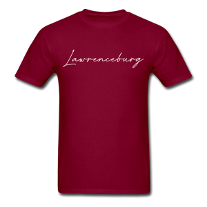 Lawrenceburg Cursive T-Shirt - burgundy