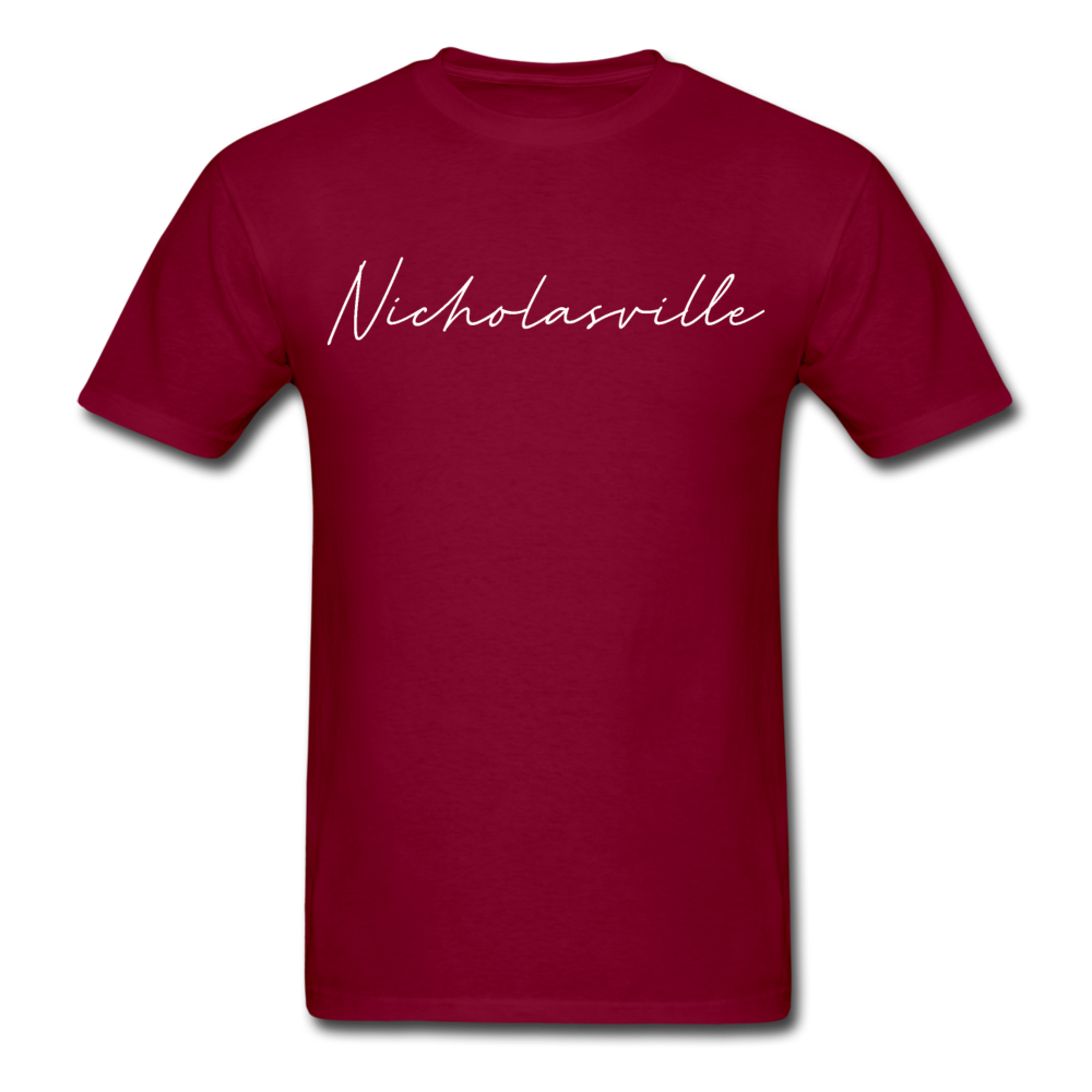 Nicholasville Cursive T-Shirt - burgundy