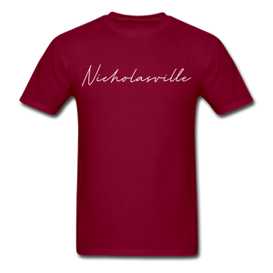 Nicholasville Cursive T-Shirt - burgundy