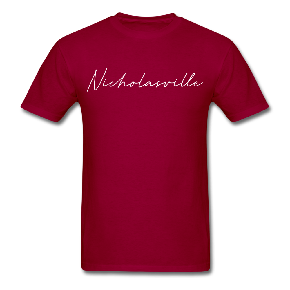 Nicholasville Cursive T-Shirt - dark red