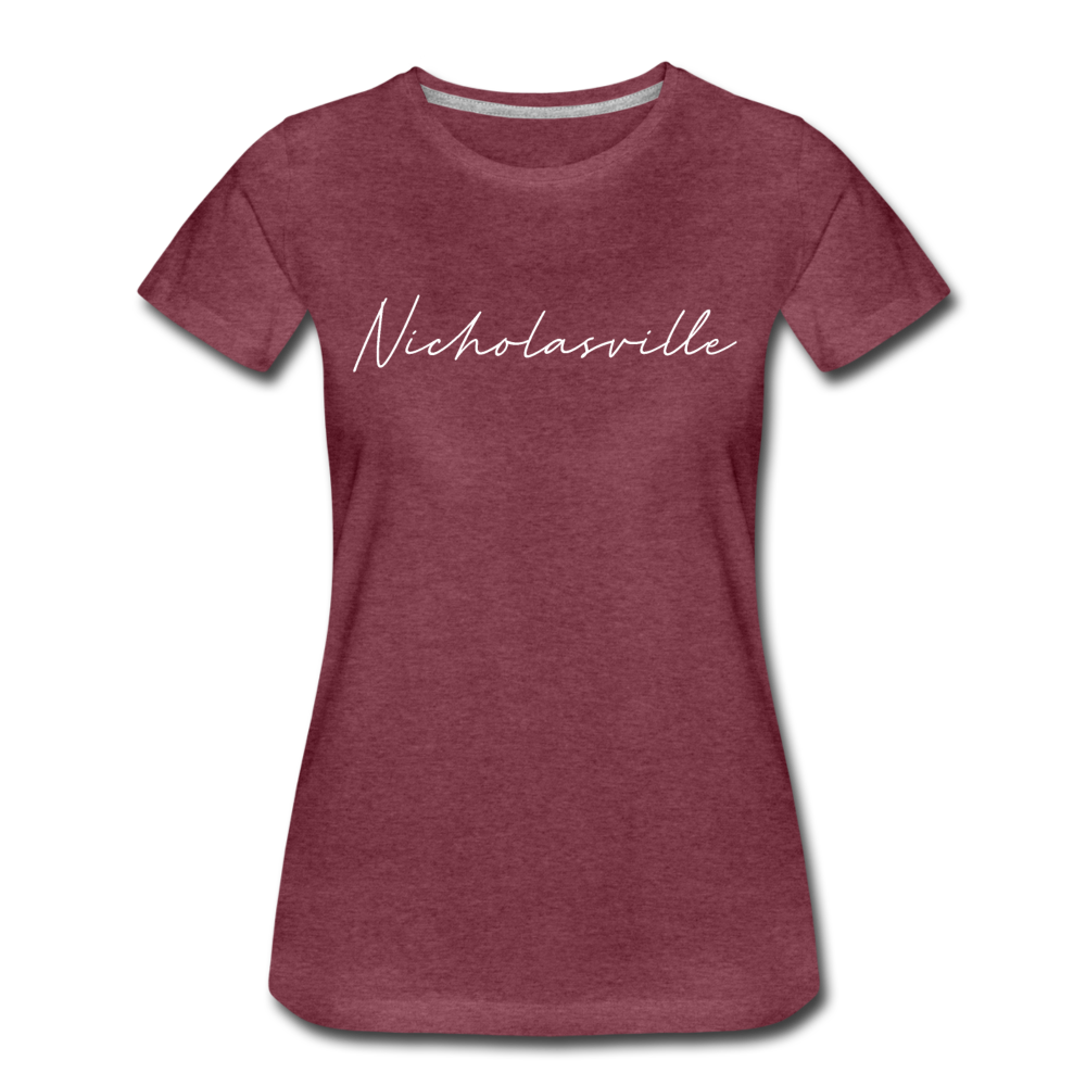 Nicholasville Cursive Women's T-Shirt - heather burgundy