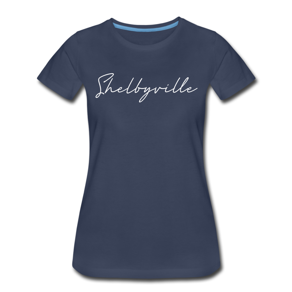 Shelbyville Cursive Women's T-Shirt - navy