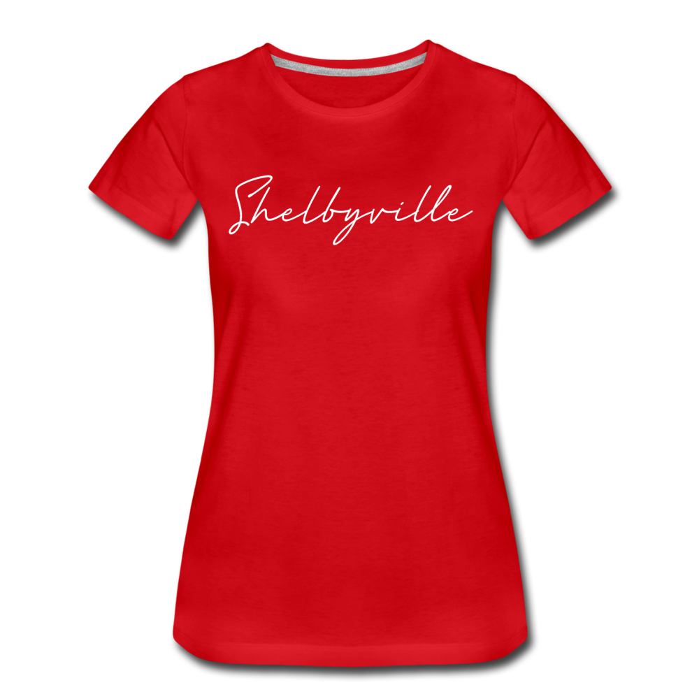 Shelbyville Cursive Women's T-Shirt - red