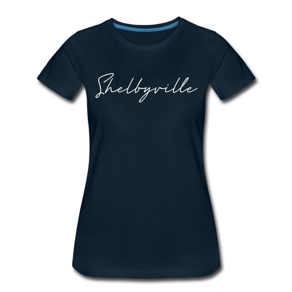 Shelbyville Cursive Women's T-Shirt - deep navy