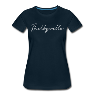 Shelbyville Cursive Women's T-Shirt - deep navy