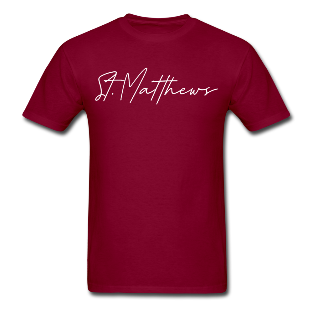 St. Matthews Cursive T-Shirt - burgundy