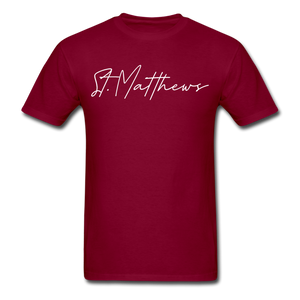 St. Matthews Cursive T-Shirt - burgundy