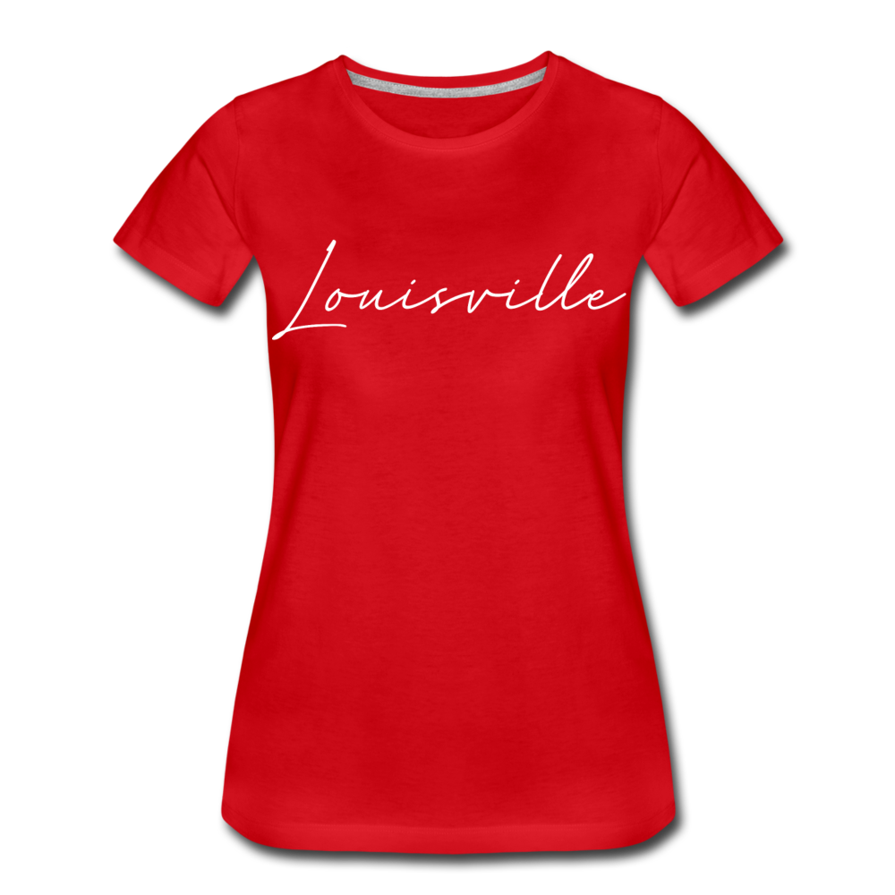 Louisville Cursive Women’s T-Shirt - red