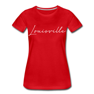 Louisville Cursive Women’s T-Shirt - red