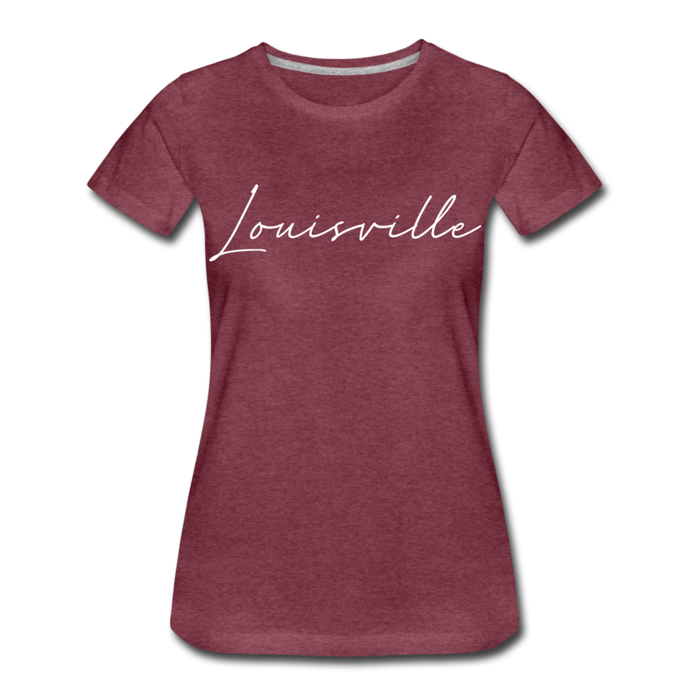 Louisville Cursive Women’s T-Shirt - heather burgundy