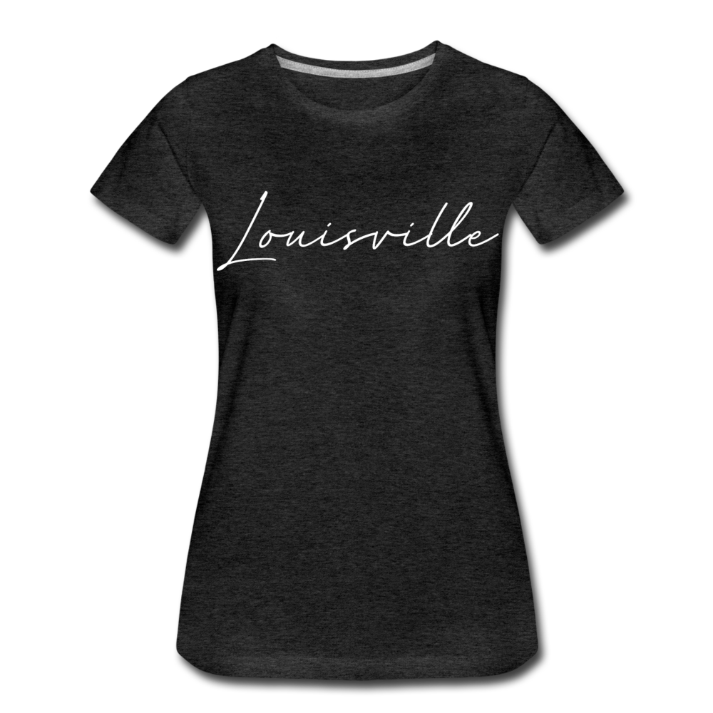 Louisville Cursive Women’s T-Shirt - charcoal gray