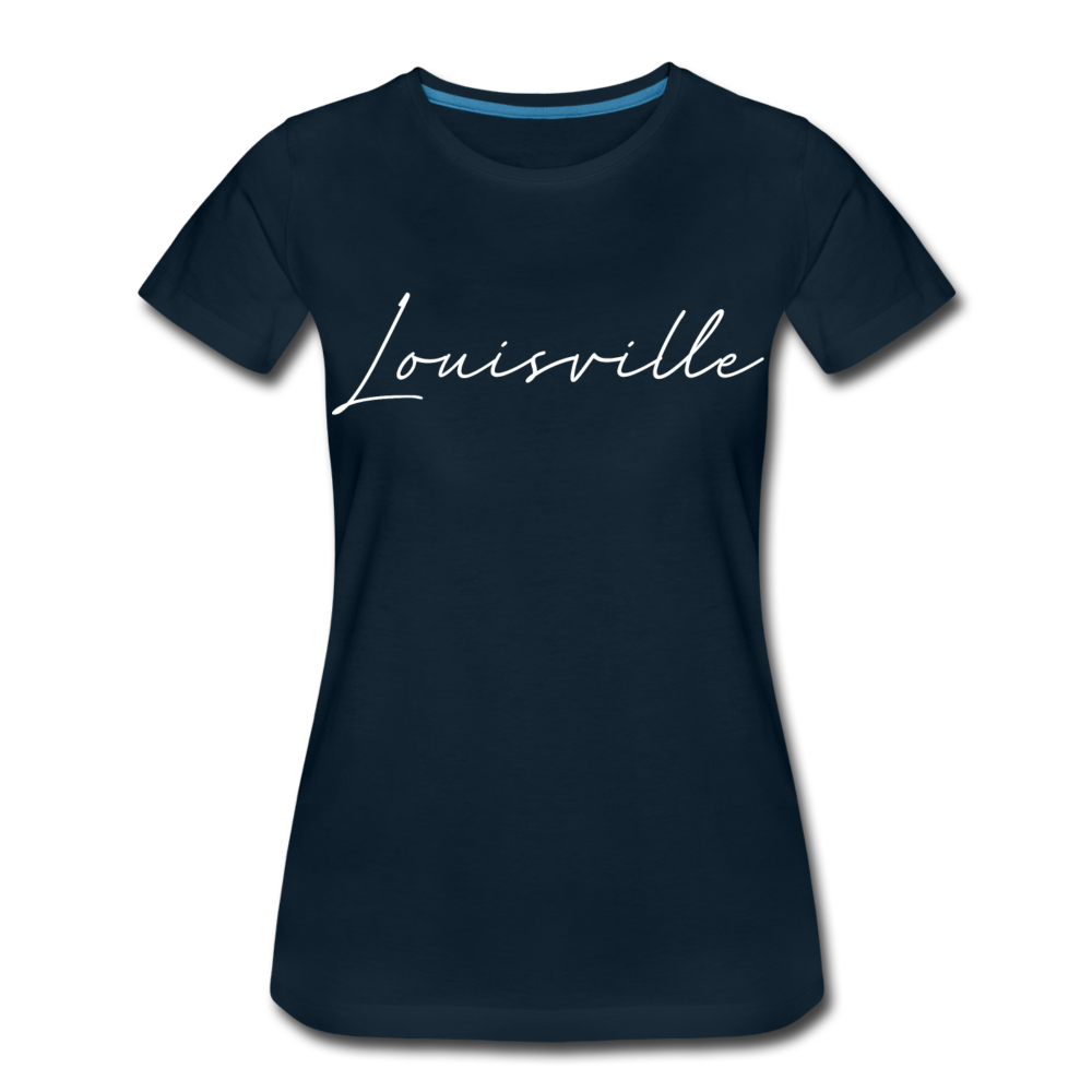 Louisville Cursive Women’s T-Shirt - deep navy