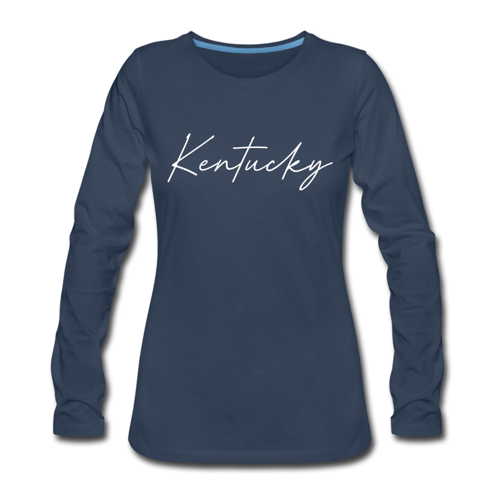 Kentucky Cursive Women's Long Sleeve T-Shirt - navy