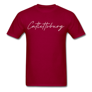 Cattlettsburg Cursive T-Shirt - dark red