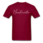 Monticello Cursive T-Shirt - burgundy