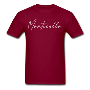 Monticello Cursive T-Shirt - burgundy