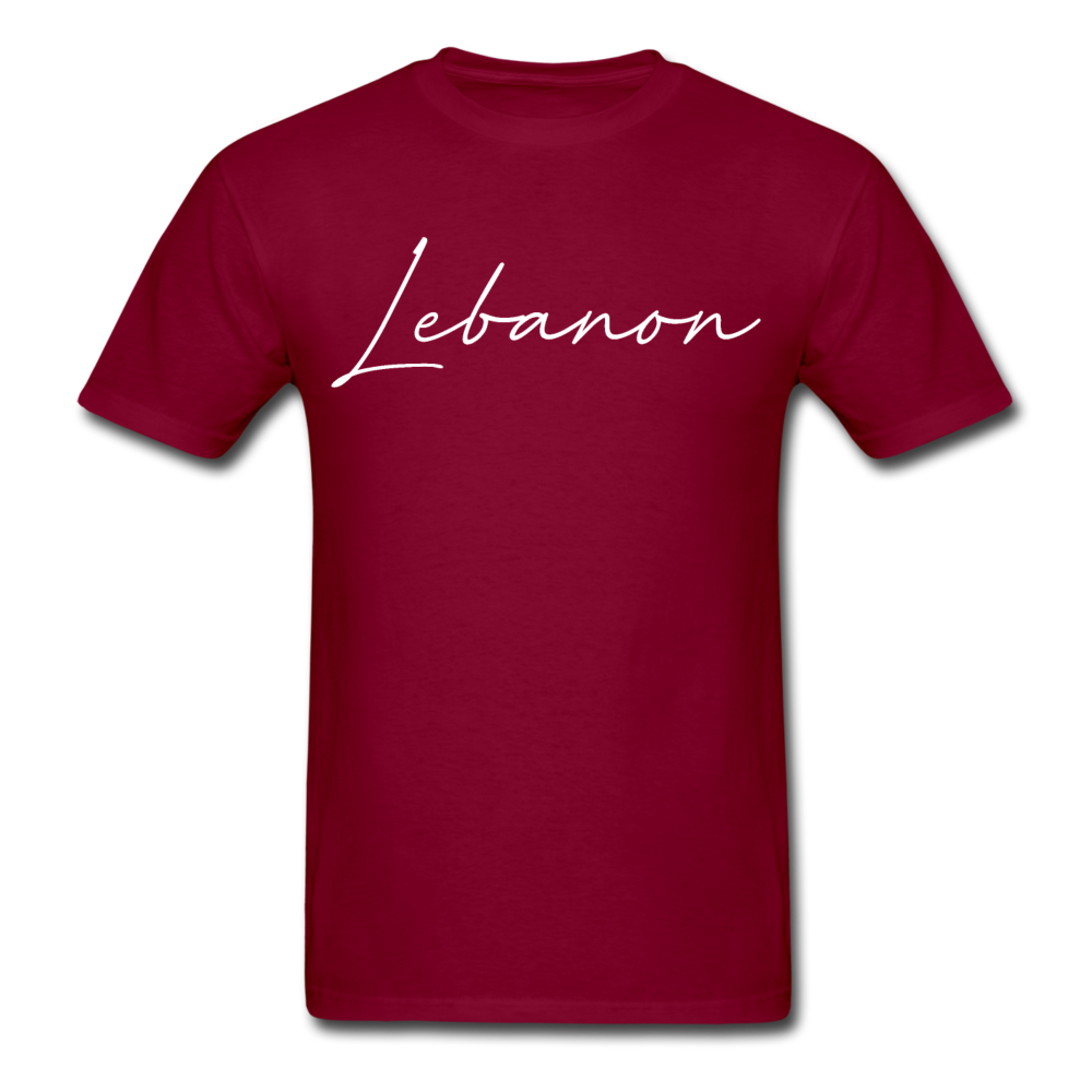 Lebanon Cursive T-Shirt - burgundy