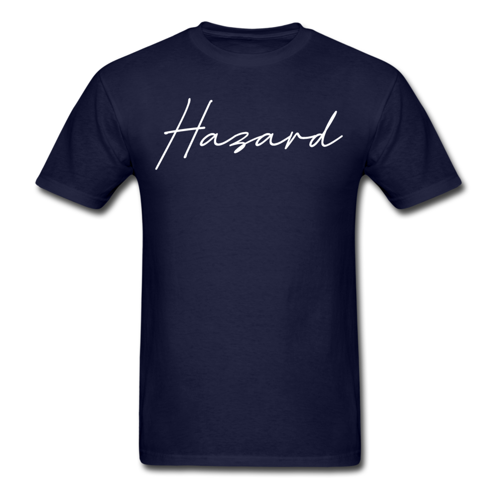 Hazard Cursive T-Shirt - navy