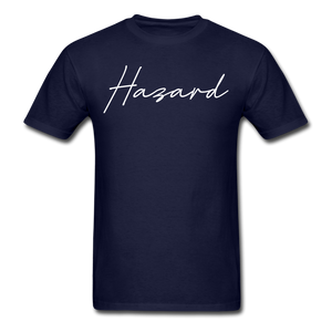 Hazard Cursive T-Shirt - navy