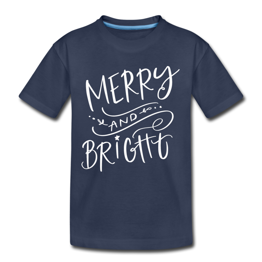 Merry & Bright Red/Green Youth T-Shirt - navy