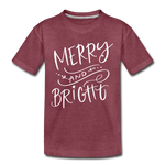 Merry & Bright Red/Green Youth T-Shirt - heather burgundy