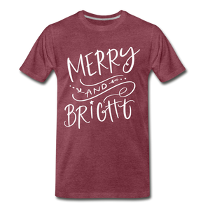 Merry & Bright Red/Green Unisex Tee - heather burgundy